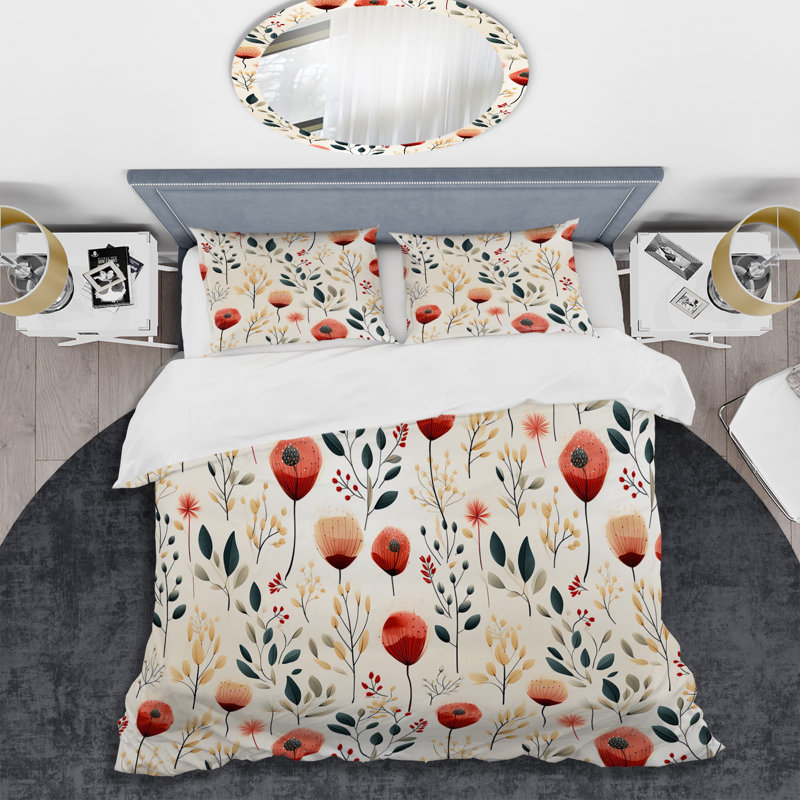 Ensemble de housse de couette Minimalist Modern Charm Floral Botanics, Housse de couette simple + 1 taie décorative stan