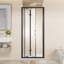Porte de douche à cadre pivotant pliable à deux battants 30 po x 72 po, cabine de douche pliante compacte en verre trempé transparent de 1/4 po avec poignée en acier inoxydable, installation réversible, noir
