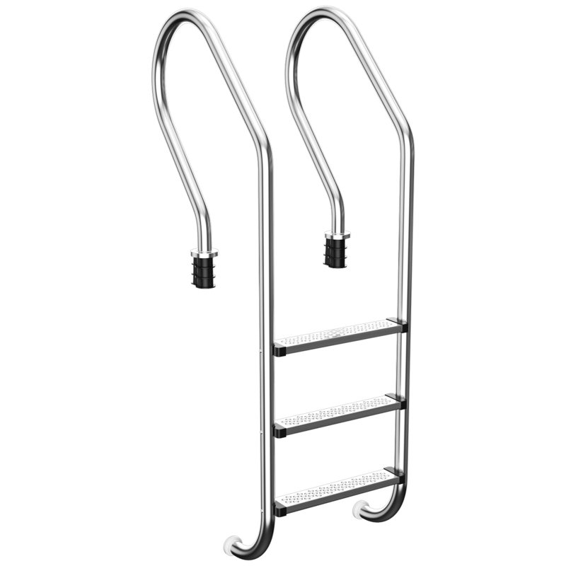 Échelle de piscine, marche en acier inoxydable à 3 marches pour piscine intérieure / extérieure, échelle robuste antidérapante, capacité de poids de 330 lb, assemblage facile