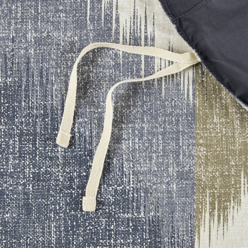 Mini housse de couette imprimée en coton - Design tendance avec revers uni et détails à boutons, Bleu