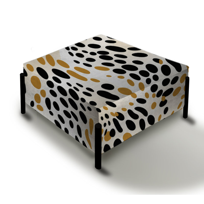 Beige et noir à imprimé guépard - Simplicité - Grand repose-pieds carré géométrique