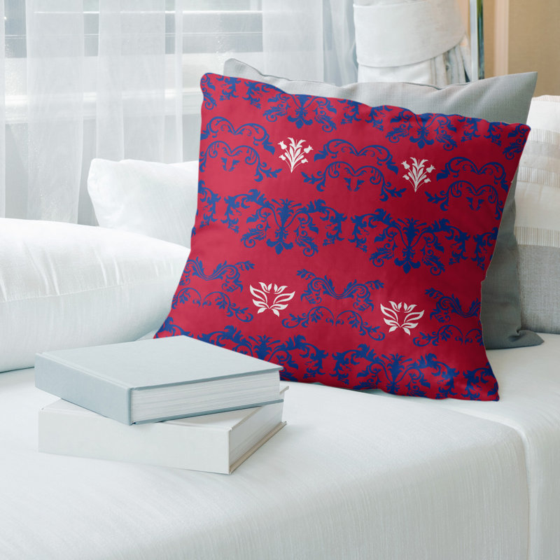 Housse de coussin Buffalo Football Baroque, Rouge / bleu marine / blanc, 20 po X 20 po, Polyester sergé