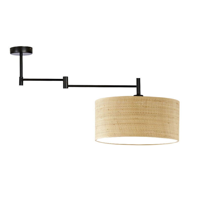 Elutheria Rattan Semi Flush Mount, White