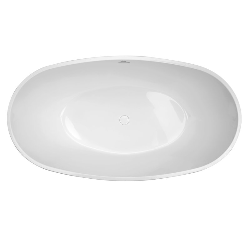 Alamo 58'' L Air Bathtub, Glossy White, Satin Brass