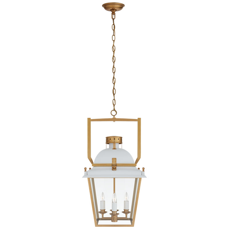 Chapman & Myers Coventry Lantern, 27.25" H x 14" W x 14" D, Matte White/Gold