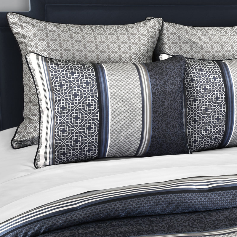 Carlisle Full/Queen 3Pc. Comforter Set Indigo, King Comforter + 2 King Shams