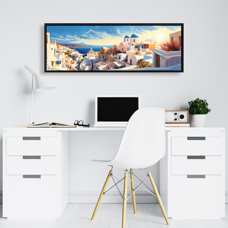 «High View Of Santorini» sur toile, H 16 po x l 48 po