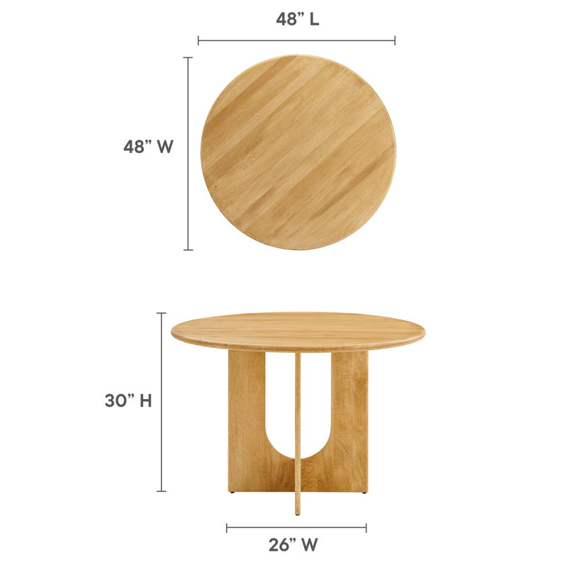 Modway Rivian Round 48" Wood Dining Table, Oak