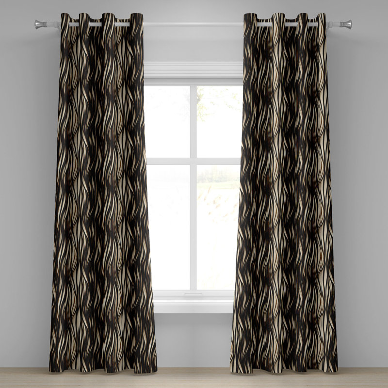 Rideau à œillets exotique Latitude Run® avec imprimé animal brun foncé et coquille d'œuf, L 50 po x L 108 po