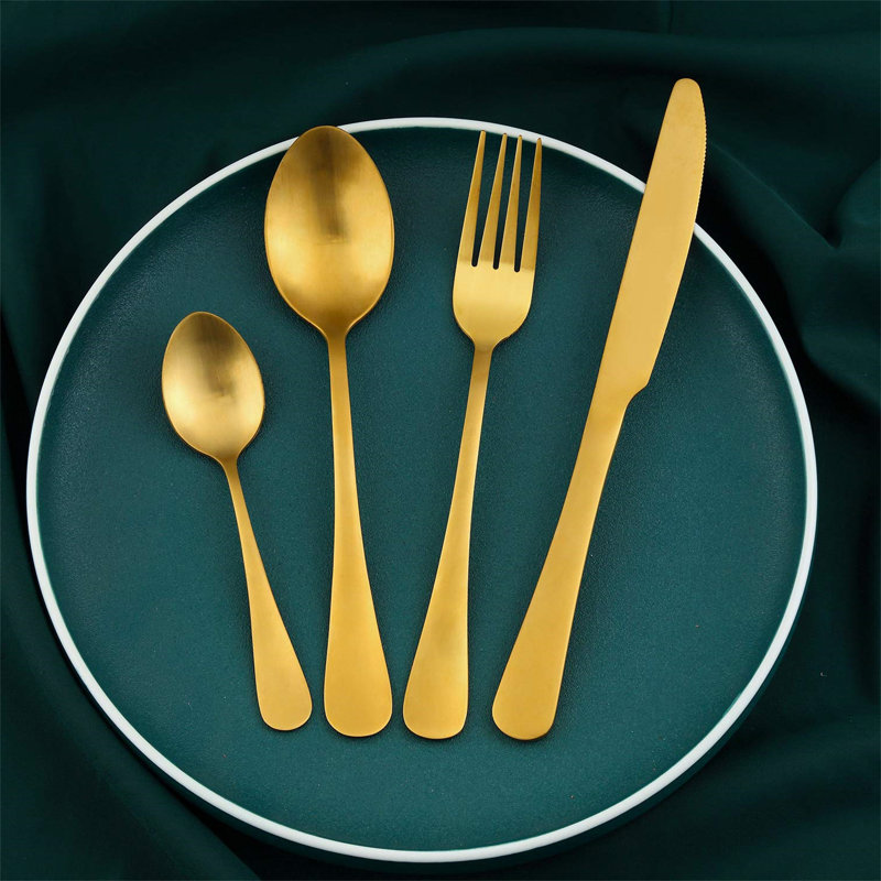 Metro Lane Blandenburg 16 Piece Stainless Steel Cutlery Set , Service for 4, Matte Gold
