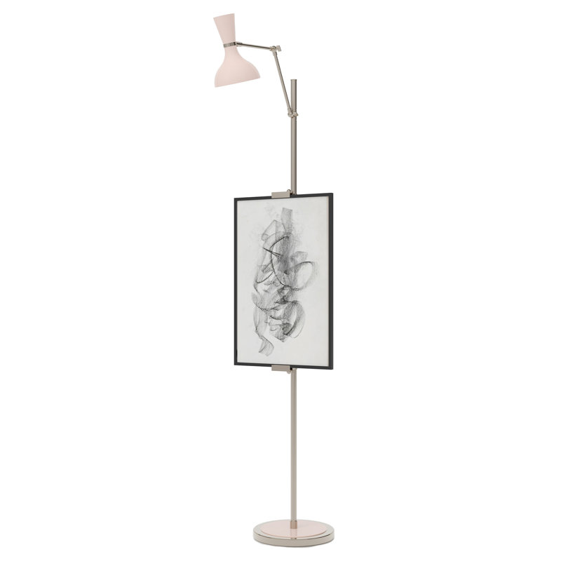 Clare Easel Floor Lamp, Polished Nickel, Rose Water