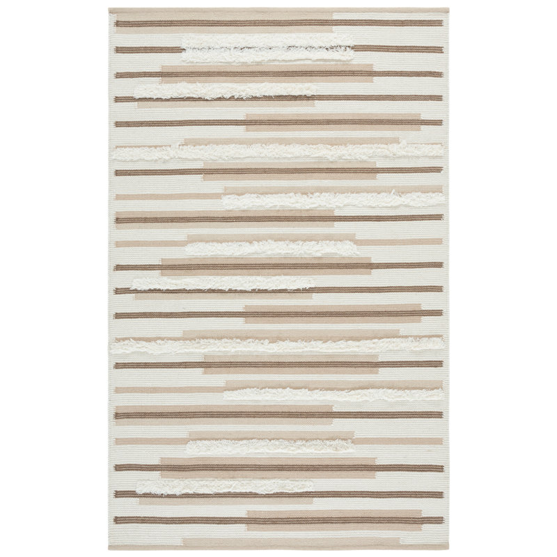 Kenya 279 Hand Woven 80% Wool; 20% Cotton Striped Rug, Rectangle 6' x 9'