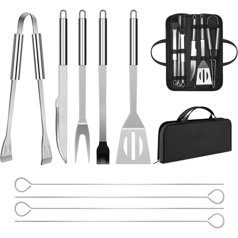 Ensemble d'ustensiles de barbecue Accessoires de barbecue professionnels en acier inoxydable Outil de barbecue avec sac Facile à transporter