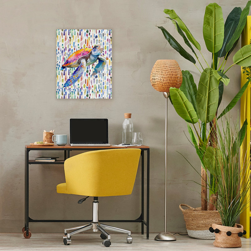 Turtle on Colourful Dots Canvas, design by Shelly Craig, 20" H x 16" W
