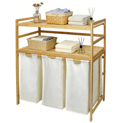 Bamboo Laundry Basket and Storage Rack
