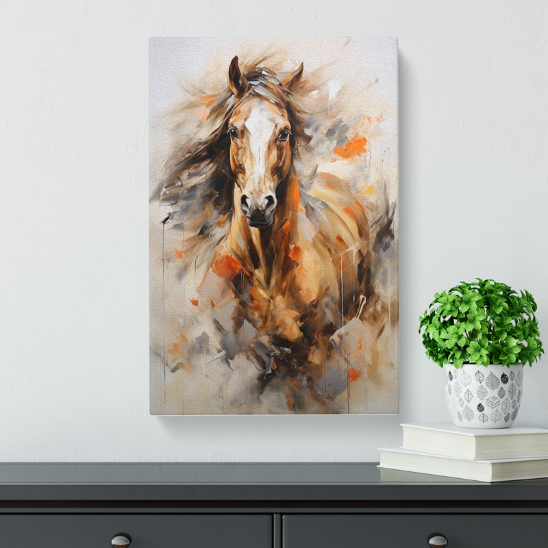 Horse Gestural - No Frame Art Prints - Wrapped Canvas, 60cm H x 40cm W x 3cm D