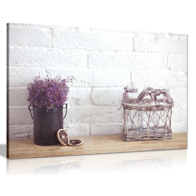 Rustic Home Decor Lavender Flowers - Wrapped Canvas Print, 31cm H x 46cm W