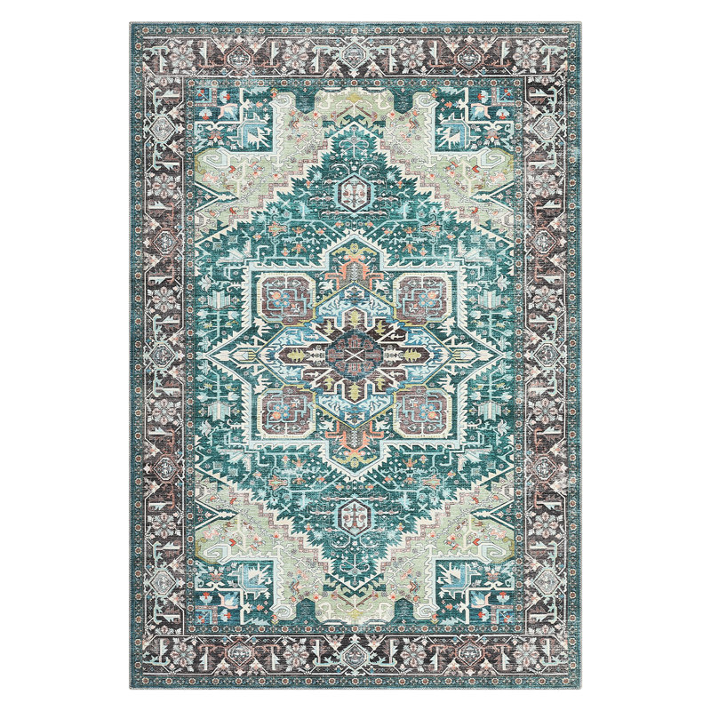 Persian Style Anti-Slip Area Rug for Living Room Bedroom and Home Decor Washable Rugs Vintage Rug for Dining Room