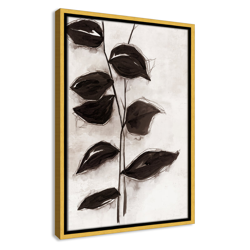 Leaves " Leaves I " by Eva Watts, 19.5" H x 13.5" W x 2" D, Gold Framed