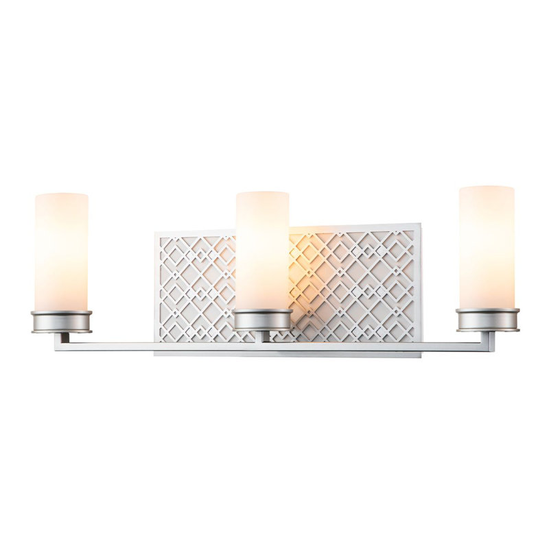 Meuble-lavabo 3 lumières Ziggy, Argent laqué