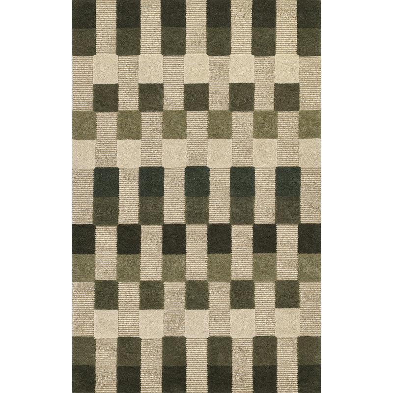 Momeni Fletcher Hand Tufted Wool Striped Green Area Rug 8' X 10', 8' X 10'
