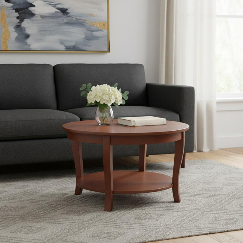  Table basse 30 "en bois de noyer avec tablette - rangement Mid-Century