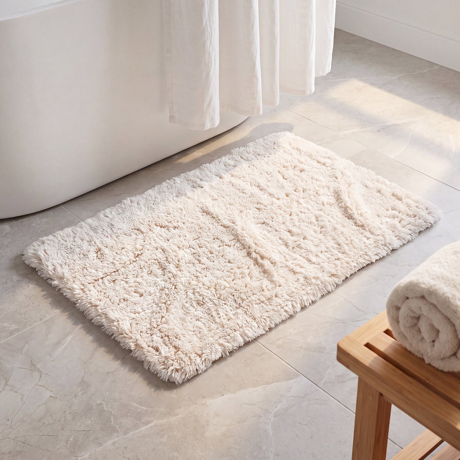 Shag Organic Bath Rug, Undyed, 36" L x 24" W