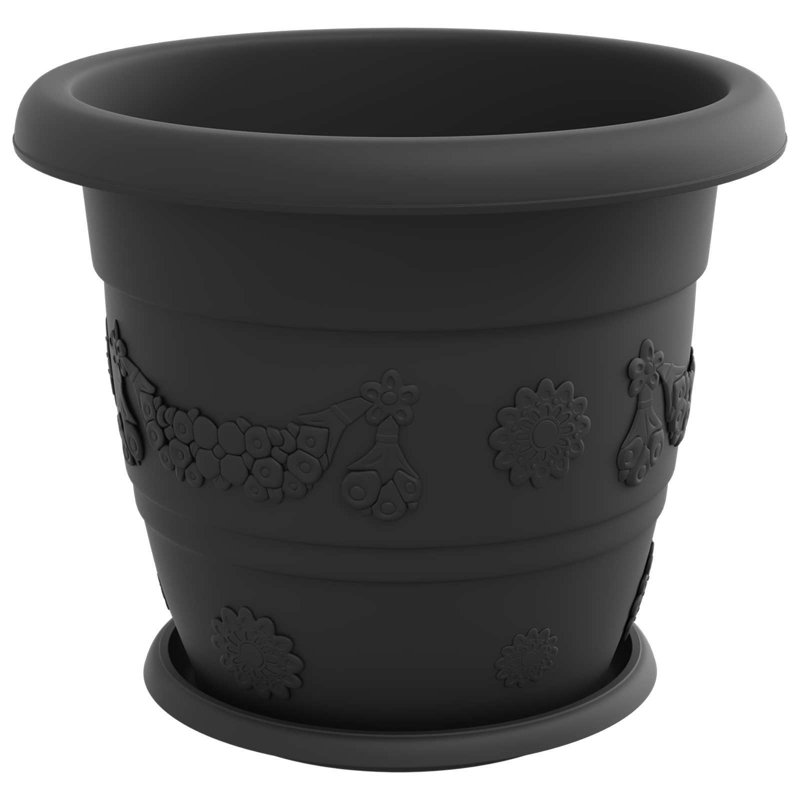 Planter, 28cm H x 34cm W x 34cm D, Black