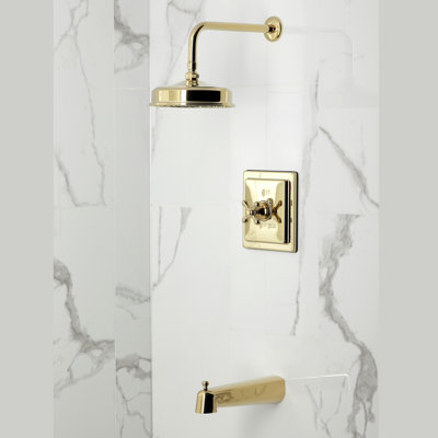Robinet de baignoire et douche à pression équilibrée à poignée simple Kingston Brass Revival