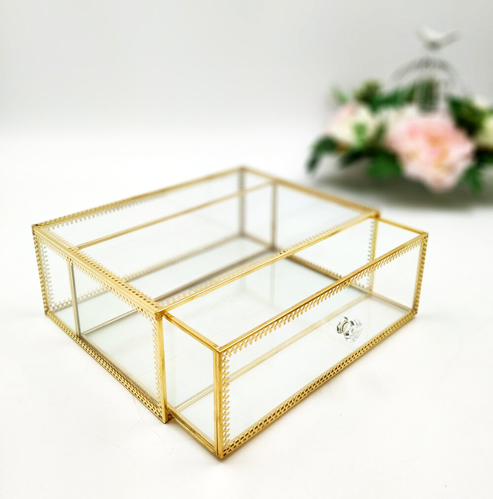 ES Essentials Glass with Brass Makeup Organizer & Reviews | Wayfair