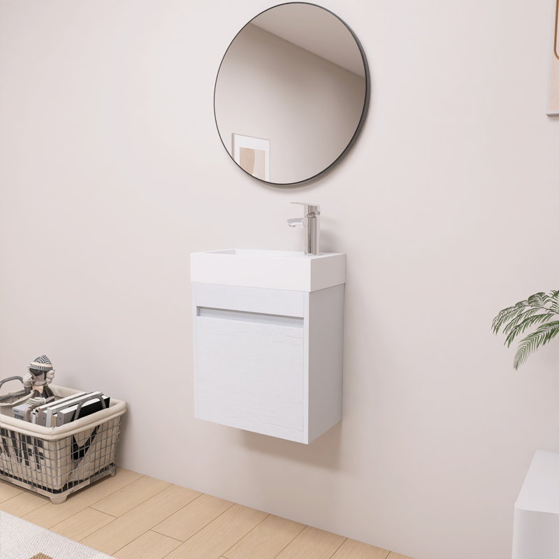 18'' Single Sink Vanity with 1 Door and Resin Basin Sink, White