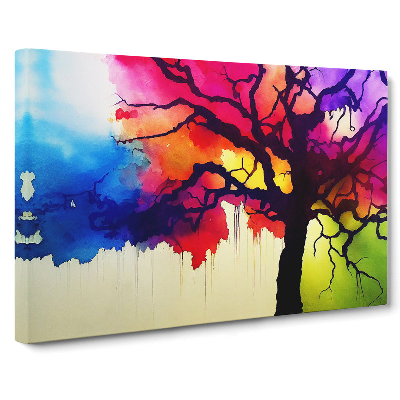 Super Colourful Tree Abstract - Wrapped Canvas, 35cm H x 50cm W x 3cm D