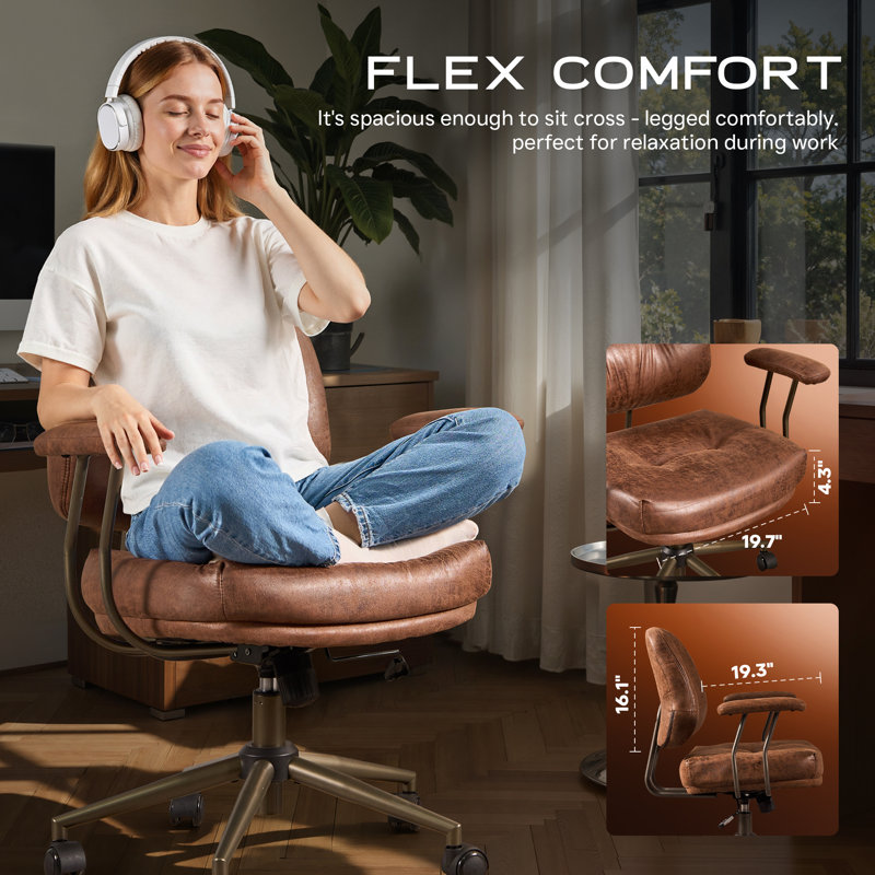 Albaugh Ergonomic Office Chair Swivel Task Chair with Adjustable Gas Lift, Dark Brown
