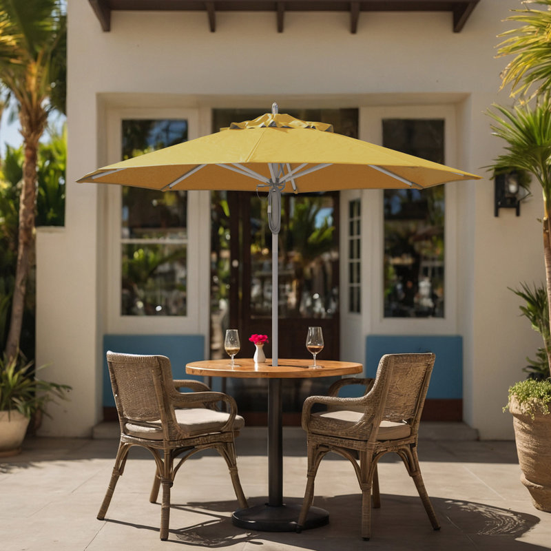 Parasol de patio en aluminium 9 pi, Jaune