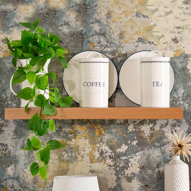 Harbour Housewares - Modern Floating Wall Shelves, 4cm H x 60cm W x 23.5cm D, Natural