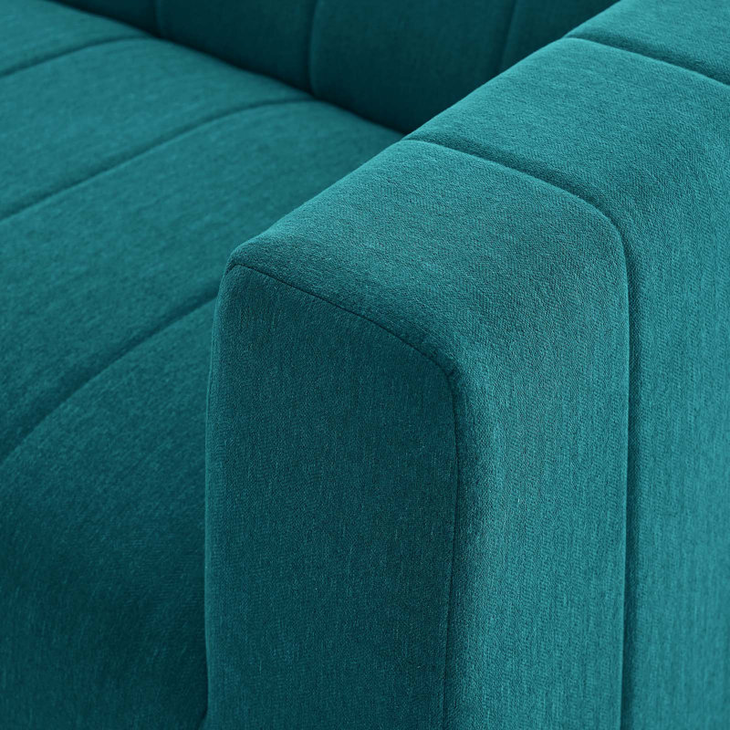 Modway Bartlett Upholstered Fabric 4-Piece Sectional Sofa, Teal Plainweave
