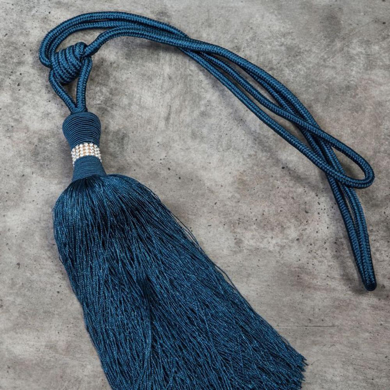 Gemmenne Fabric 10cm Curtain Tieback, Navy Blue