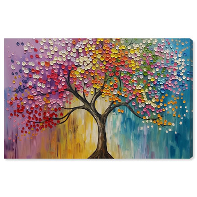 Little Flowered Branch Canvas Colorful Tree Art by Art Remedy
