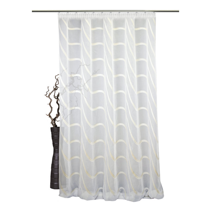 Estevan Semi Sheer Single Curtain Panel, 275cm H x 600cm W, Silver and grey