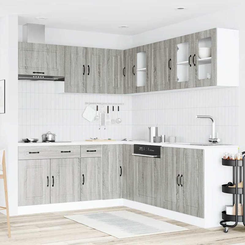 Kalmar Kitchen Cabinet Set, Grey Sonoma