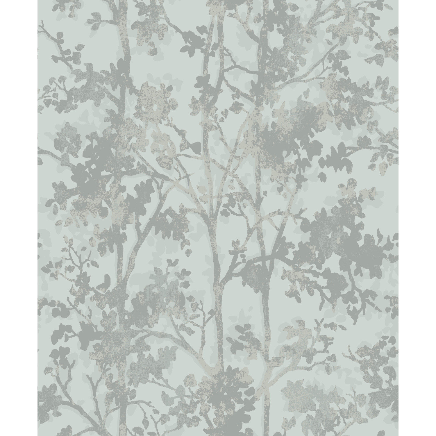 Modern Floral Wallpaper, Green/Silver