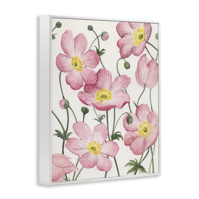 Anémones roses douces, estampe numérique, design de Grace Popp, H 20 po x l 16 po