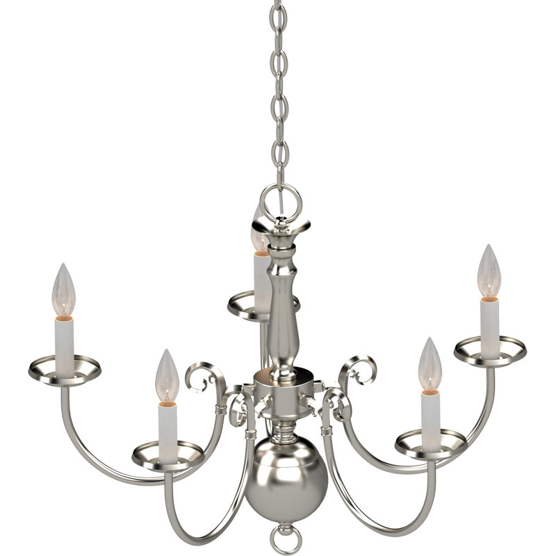 Lustre candélabre classique / traditionnel à 5 lumières Ballenton, Nickel brossé