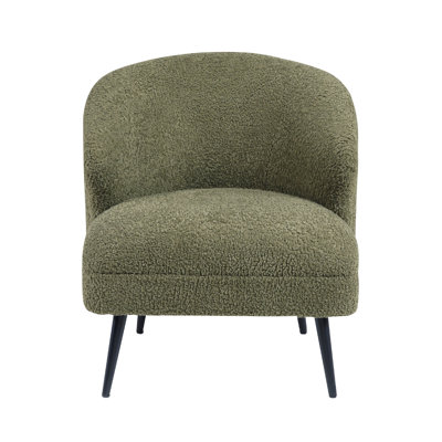 Neda Accent Chair, Soft Brown Boucle, Curved Barrel Back