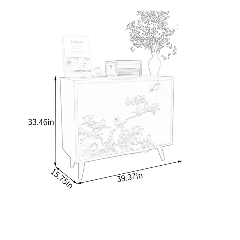 Élégante armoire décorative avec plateau en pin