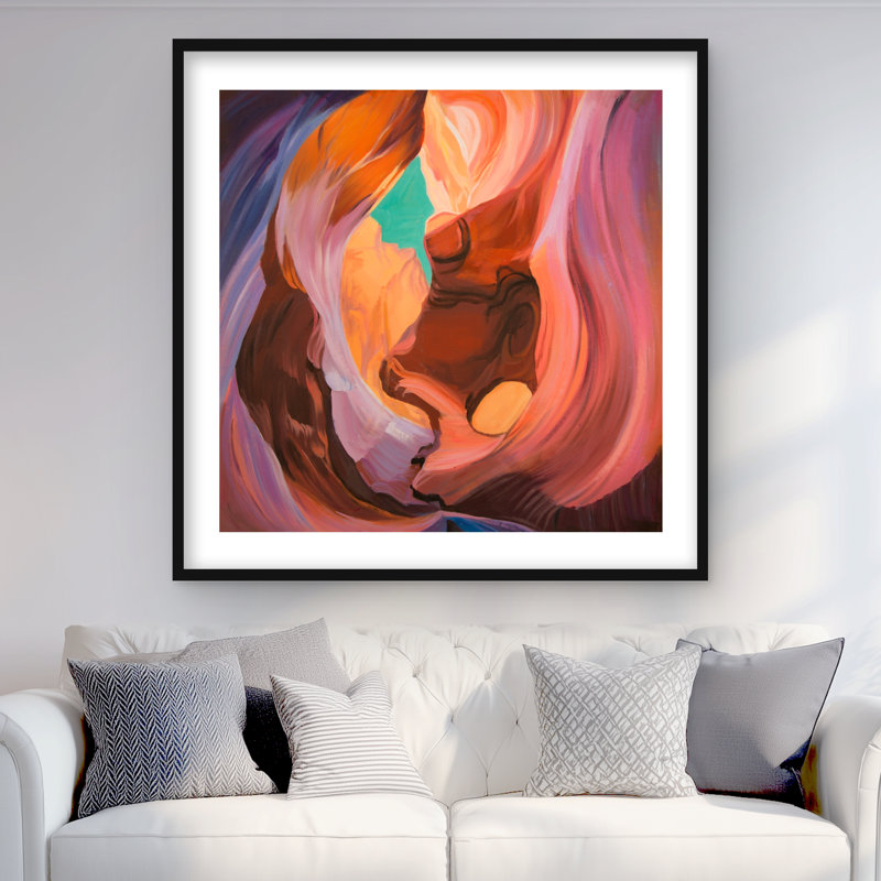 Vue intérieure du canyon Antelope - impression de paysages orange, H 36 po x l 36 po, Noir