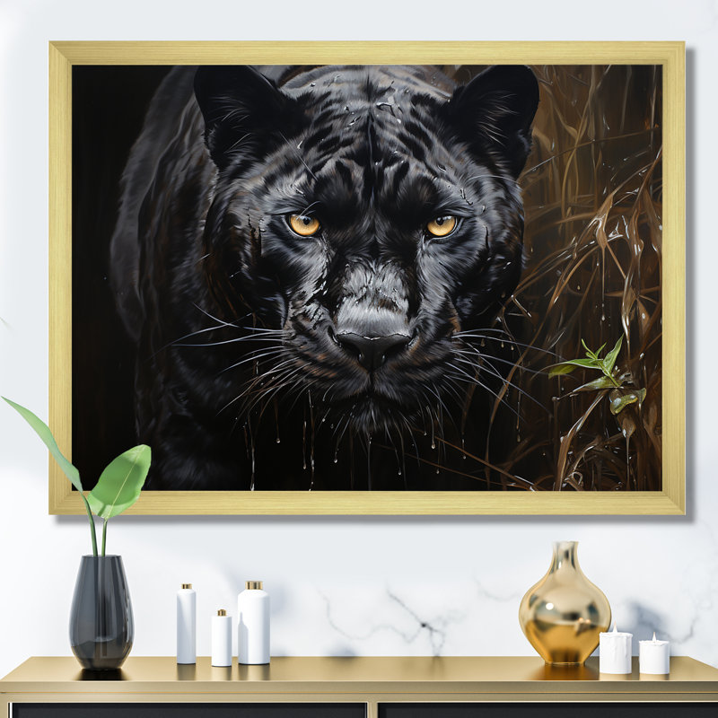 «Sleek Panther Stalk II», reproduction sur toile, Encadrement doré, H 30 po x l 40 po x P 1,5 po