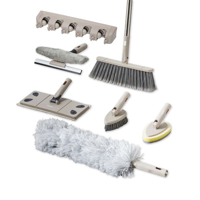 Adjustable Broom And Dustpan Set with Replaceable Head