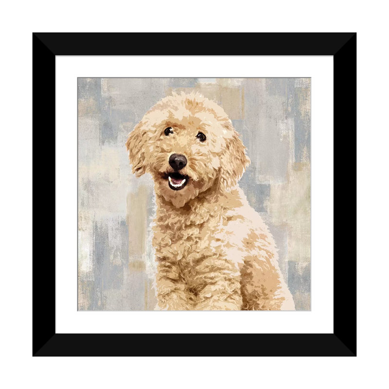 «Poodle», reproduction sur toile, Papier beaux-arts encadré noir, Blanc, H 16 po x l 16 po x P 1 po