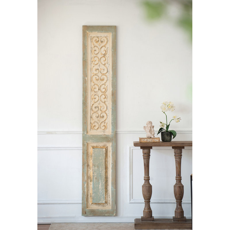 Grand panneau de suspension rectangulaire en bois 14 po x 78,5 po, sculpture murale décorative, art mural sculpté